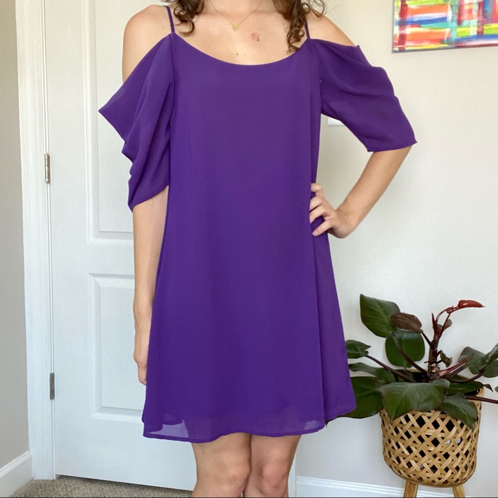 Purple Off-the-shoulder Dress